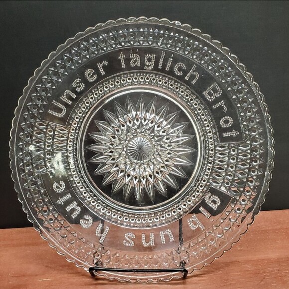 Vintage Glasteller Pressglass German Daily Bread Plate - Picture 1 of 6